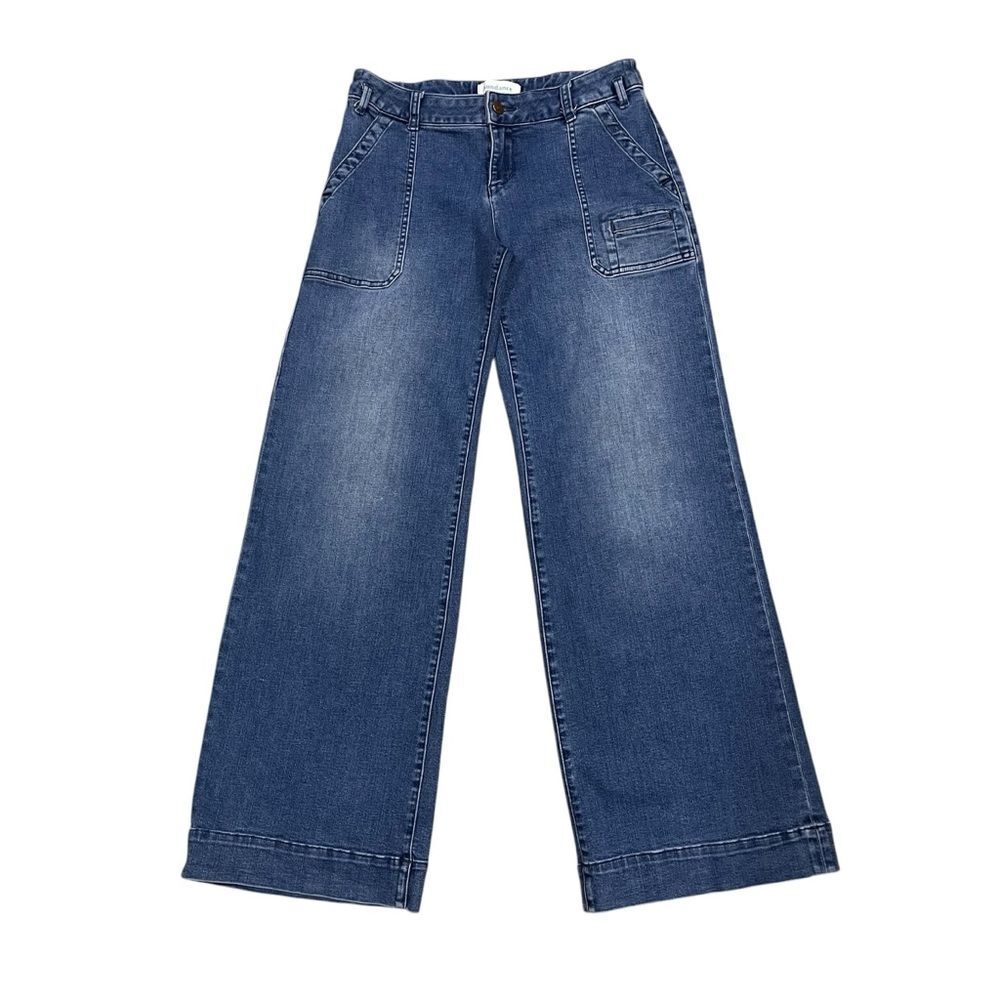 Sundance Wide Leg Jeans Boho Pants Medium Wash Denim Retro Flare Leg Medium Rise